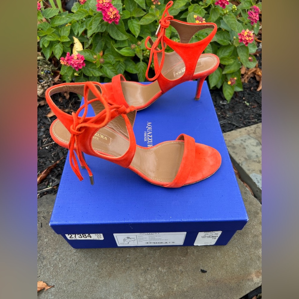 Aquazzura Collette Orange Clementine open toe Sandals 37 - Picture 3 of 7